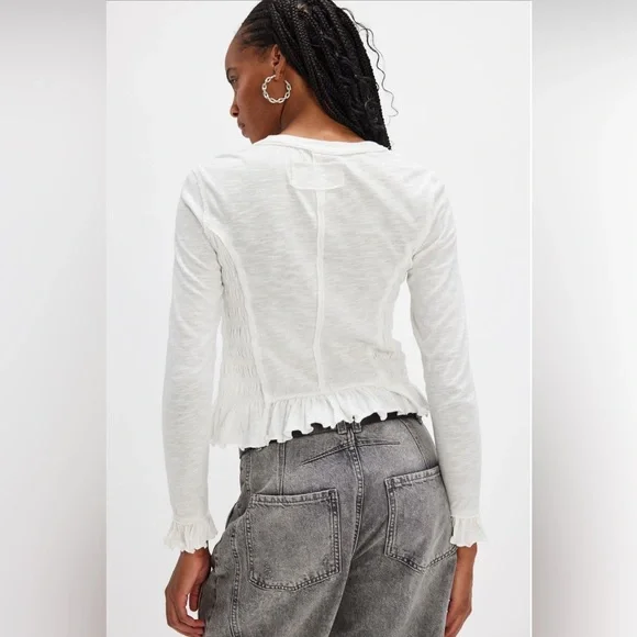 FREE PEOPLE We The Free Sylvie Long Sleeve TEE TOP - Picture 3 of 9